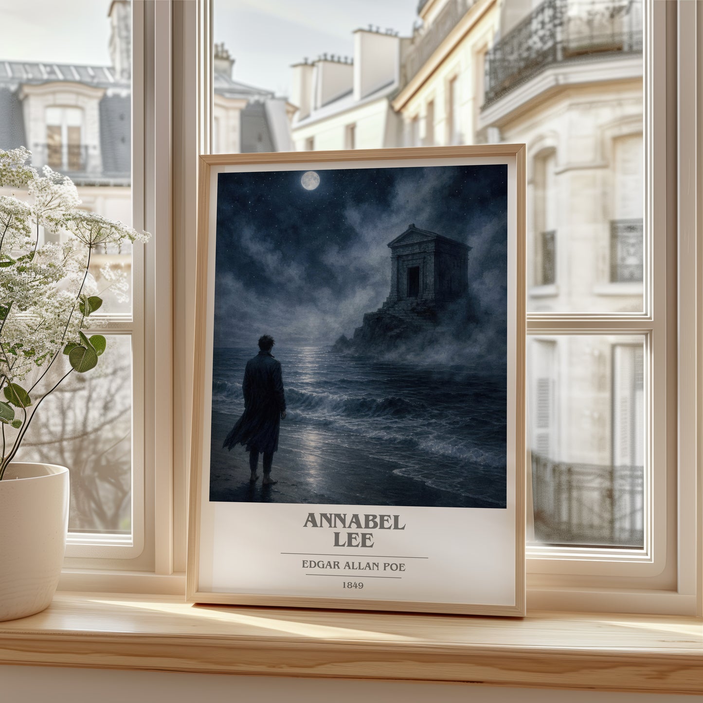 Annabel Lee book cover poster colour and style options – Edgar Allan Poe book art