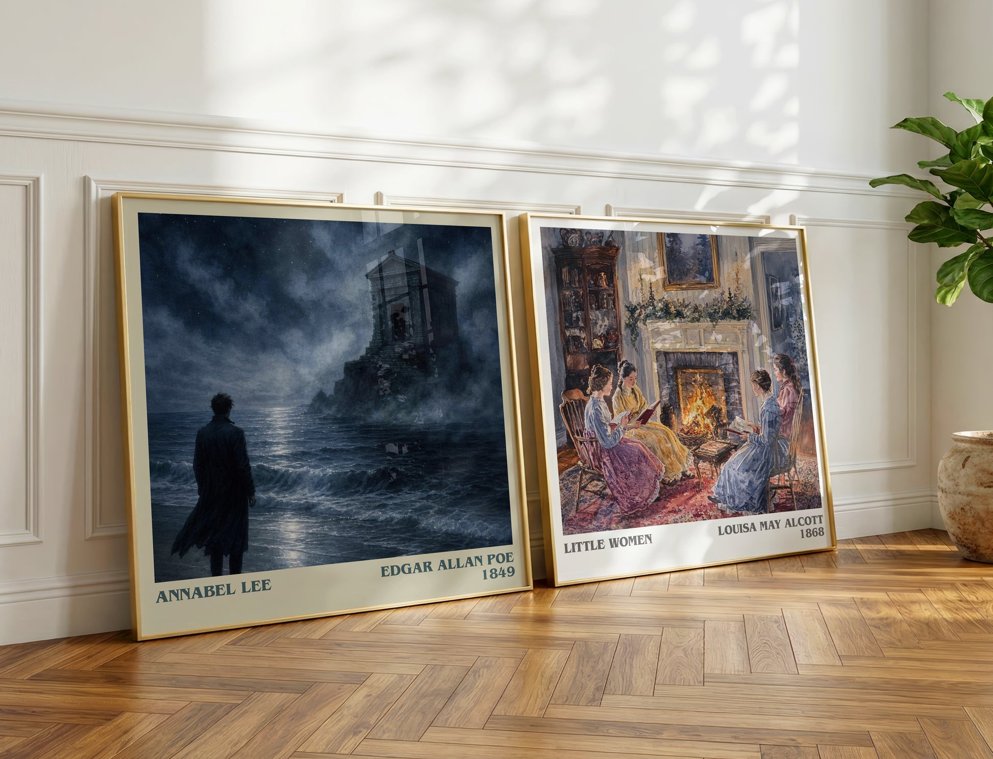 Annabel Lee literary print on bookshelf – Edgar Allan Poe fan gift