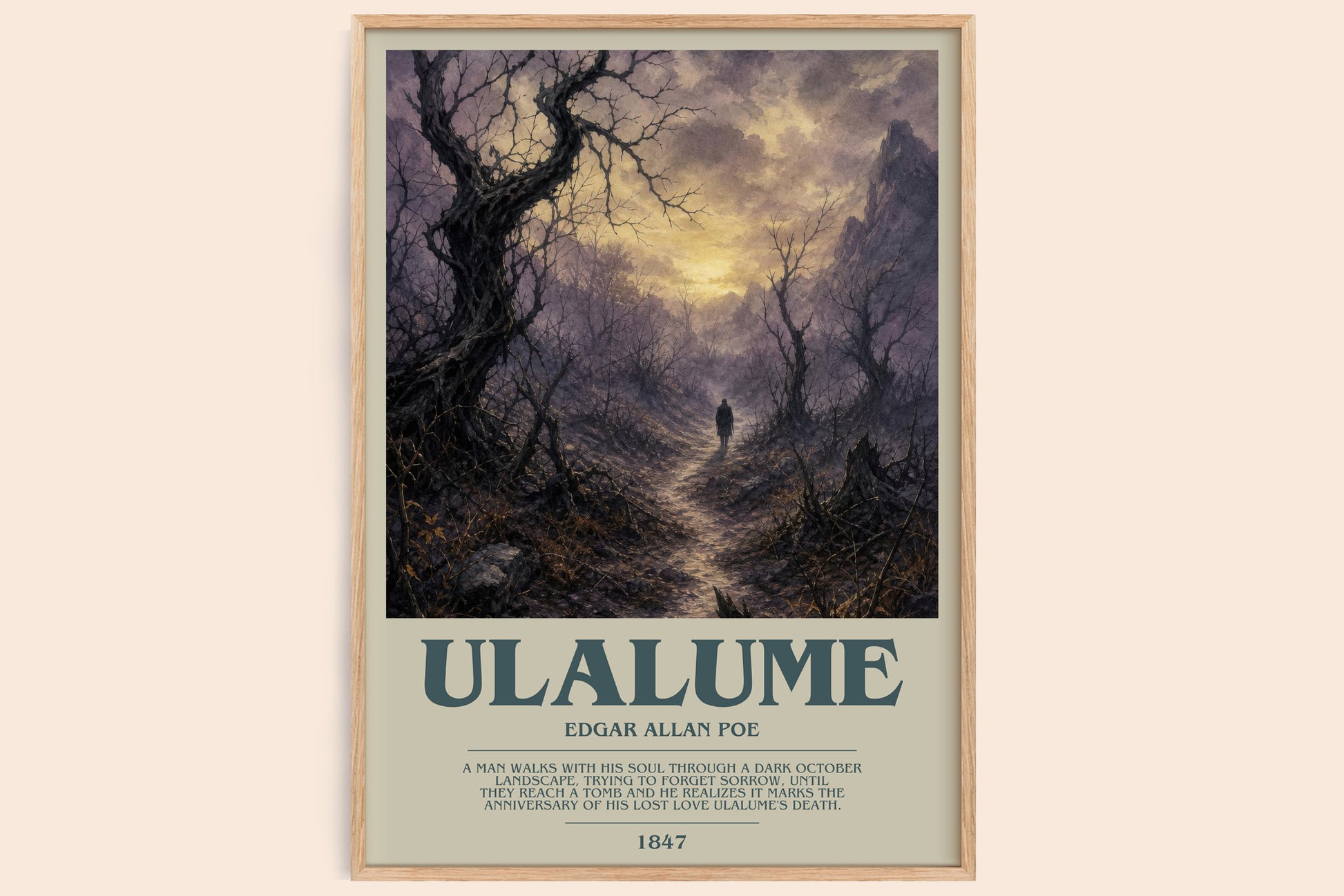 Ulalume bookish book poster by Edgar Allan Poe – framed literary art print