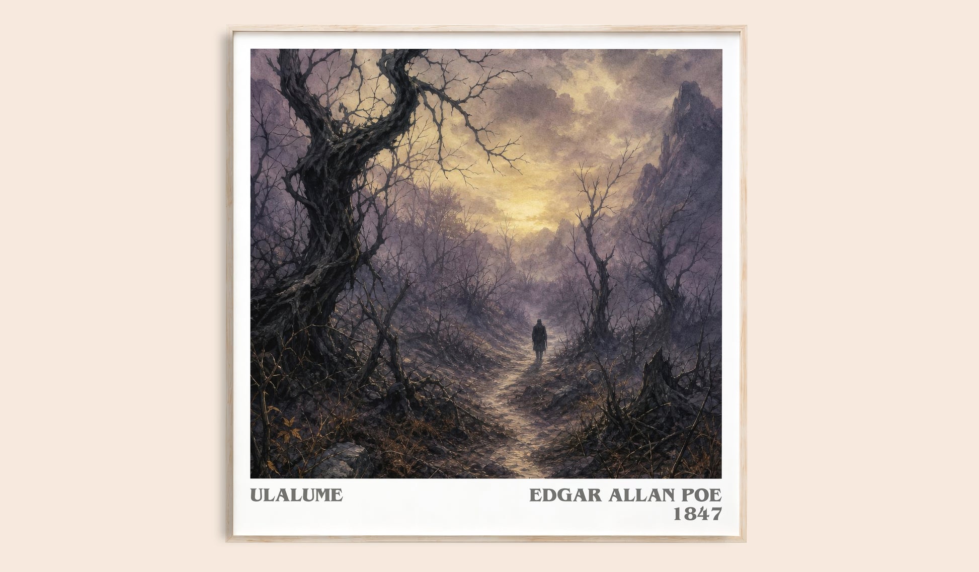 Ulalume literary book poster by Edgar Allan Poe – framed literary art print