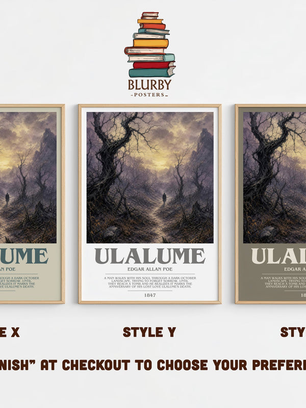 Ulalume bookish print in frame leaning in hallway – poetry wall art