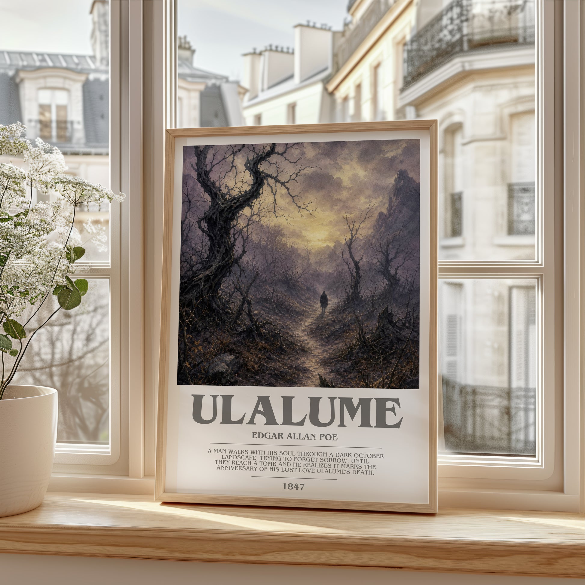 Ulalume bookish poster colour and style options – Edgar Allan Poe book art