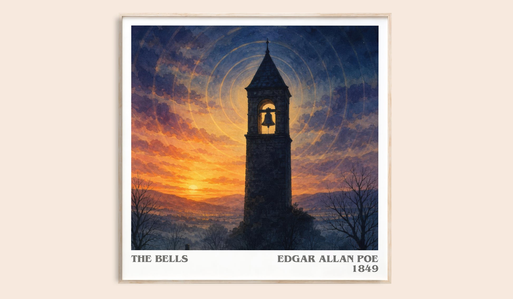 The Bells literary book poster by Edgar Allan Poe – framed literary art print