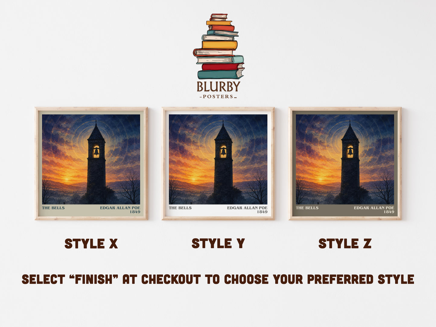 The Bells literary print in frame leaning in hallway – poetry wall art