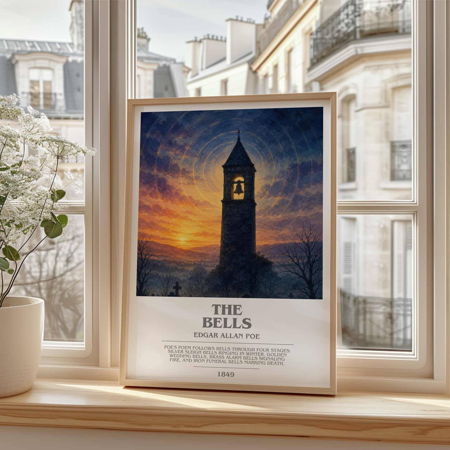The Bells bookish poster colour and style options – Edgar Allan Poe book art