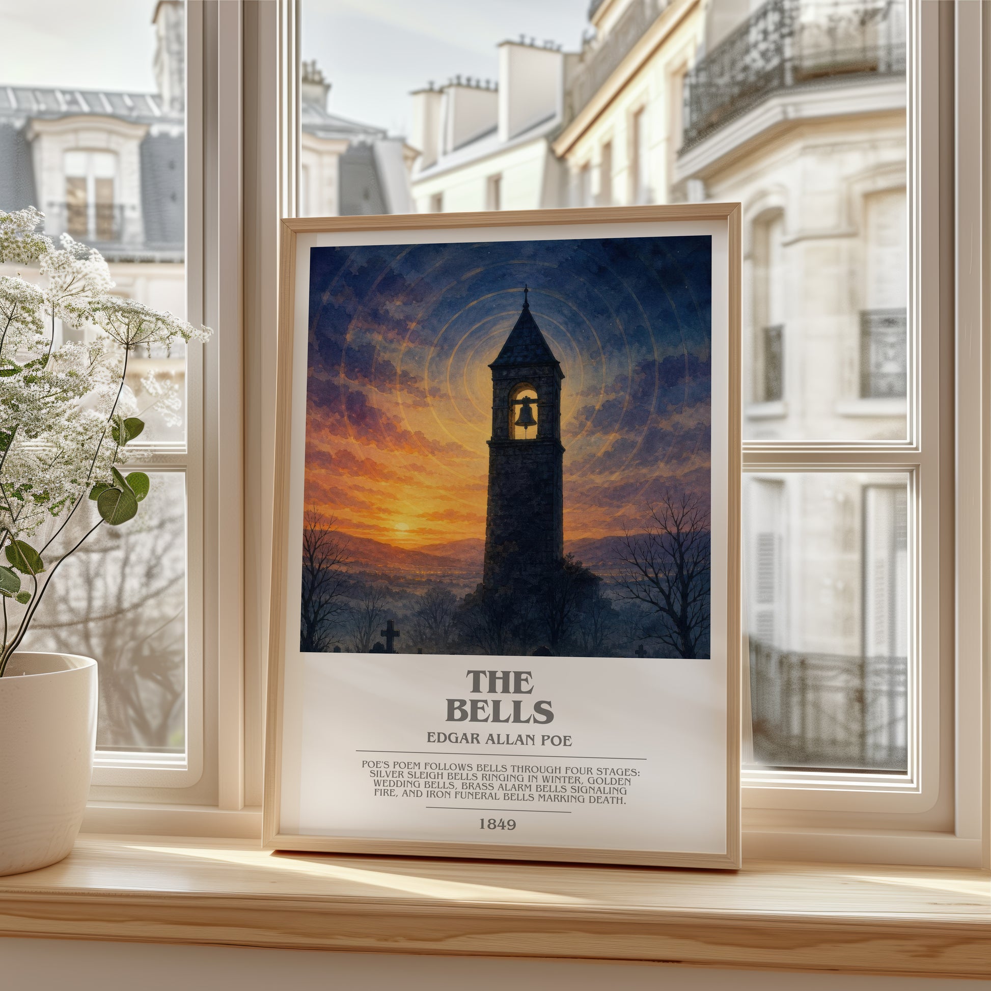 The Bells bookish poster colour and style options – Edgar Allan Poe book art