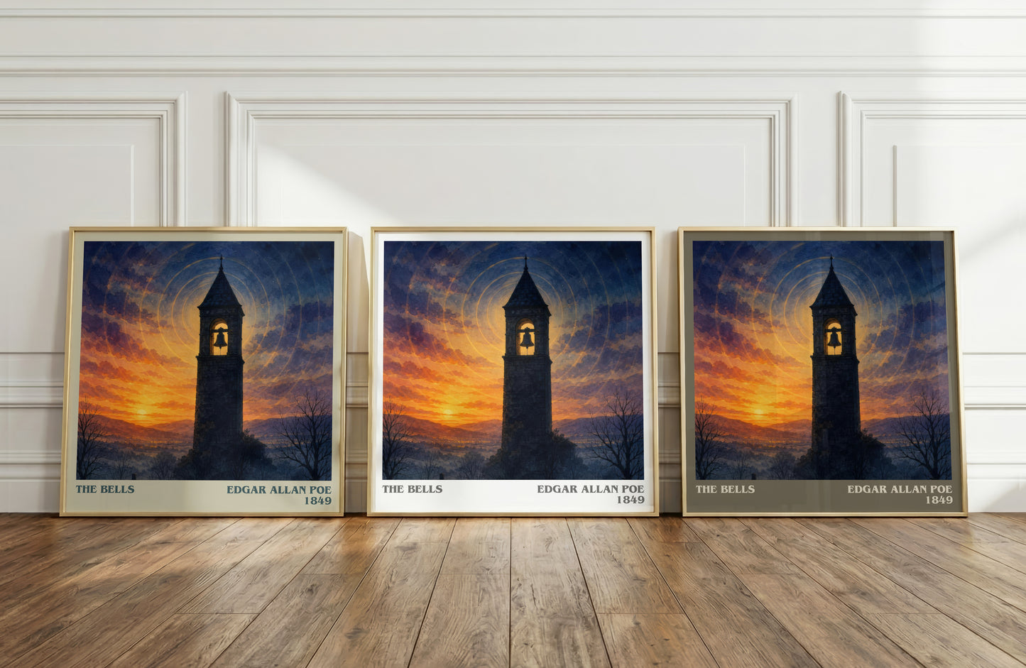 The Bells literary art print colour and style options – Edgar Allan Poe book art