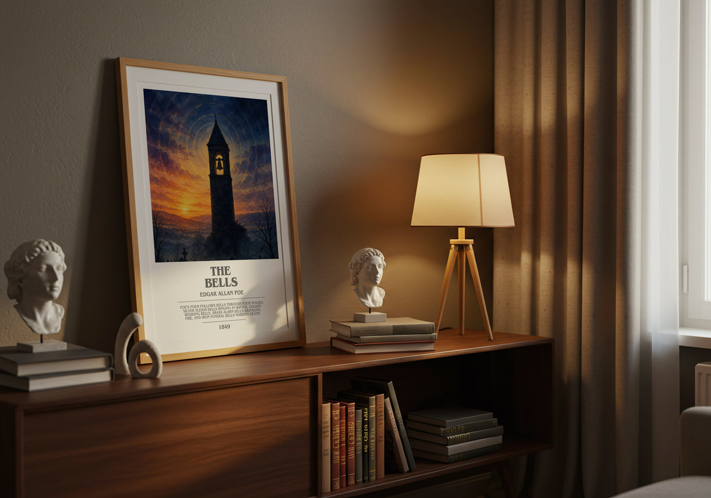 The Bells bookish book poster framed on wall – poetry wall art
