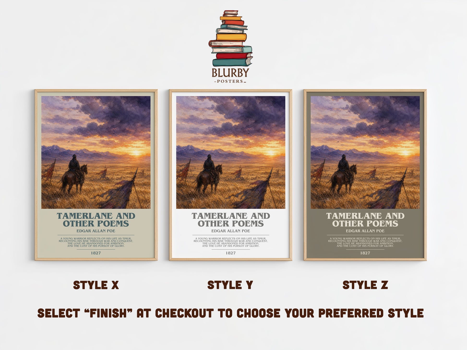 Tamerlane And Other Poems bookish print in frame leaning in hallway – poetry wall art