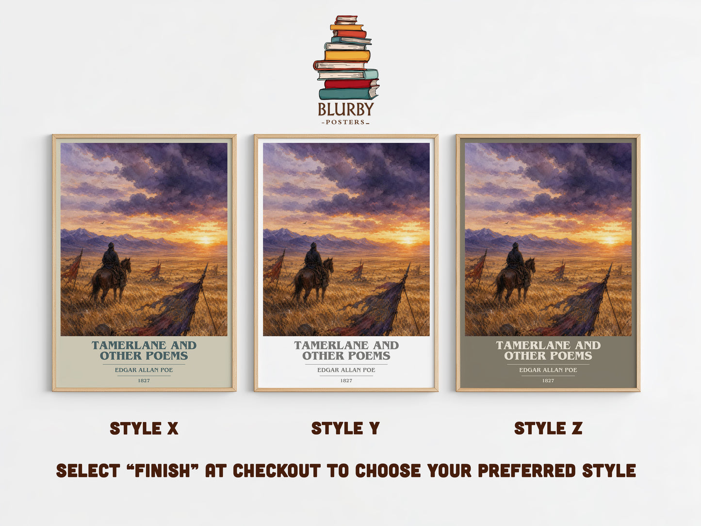 Tamerlane And Other Poems book cover print in frame leaning in hallway – poetry wall art
