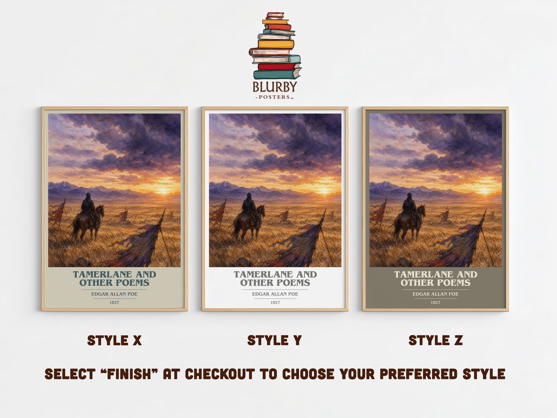 Tamerlane And Other Poems book cover print in frame leaning in hallway – poetry wall art