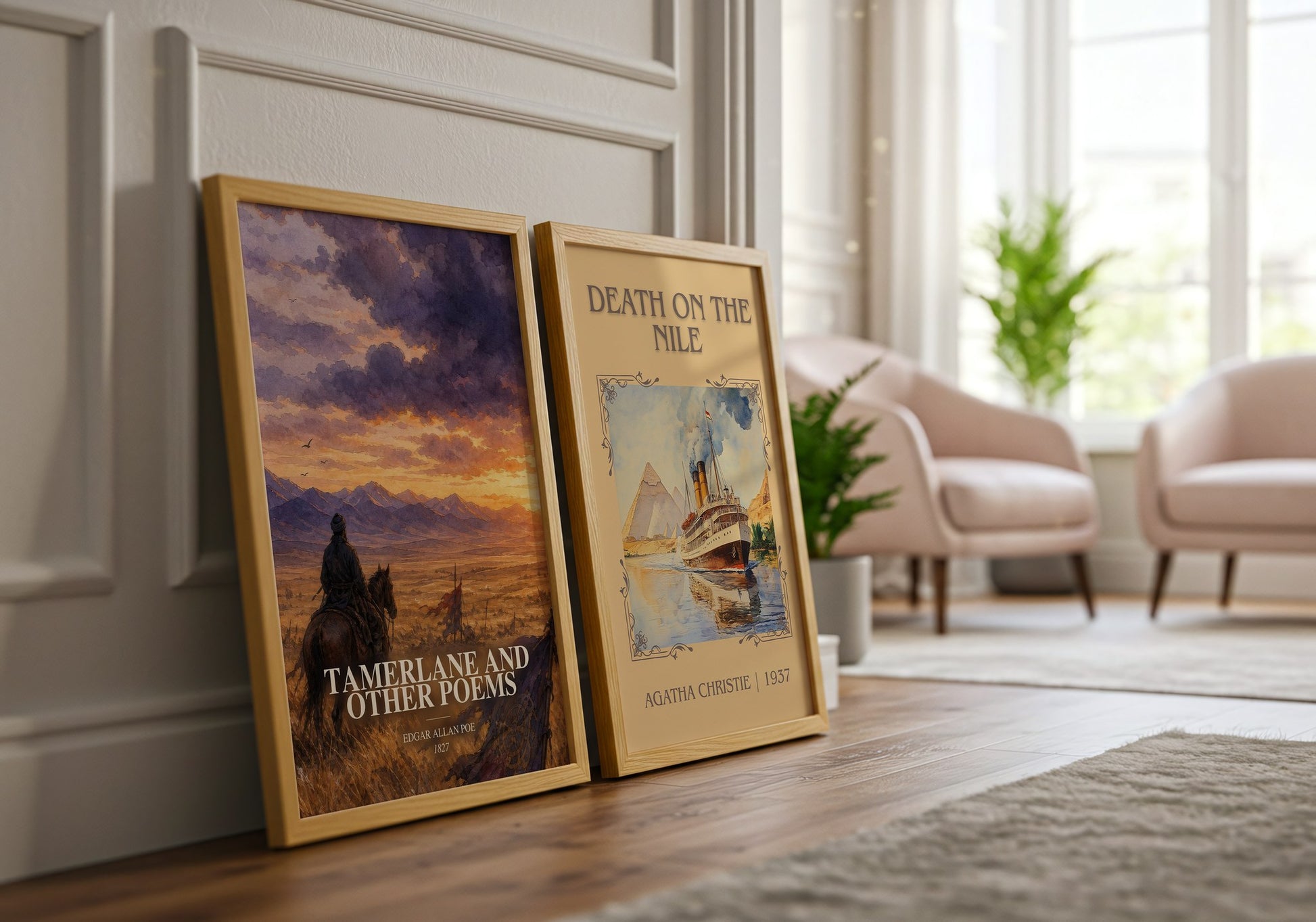 Tamerlane And Other Poems watercolour print framed by window – literary home decor