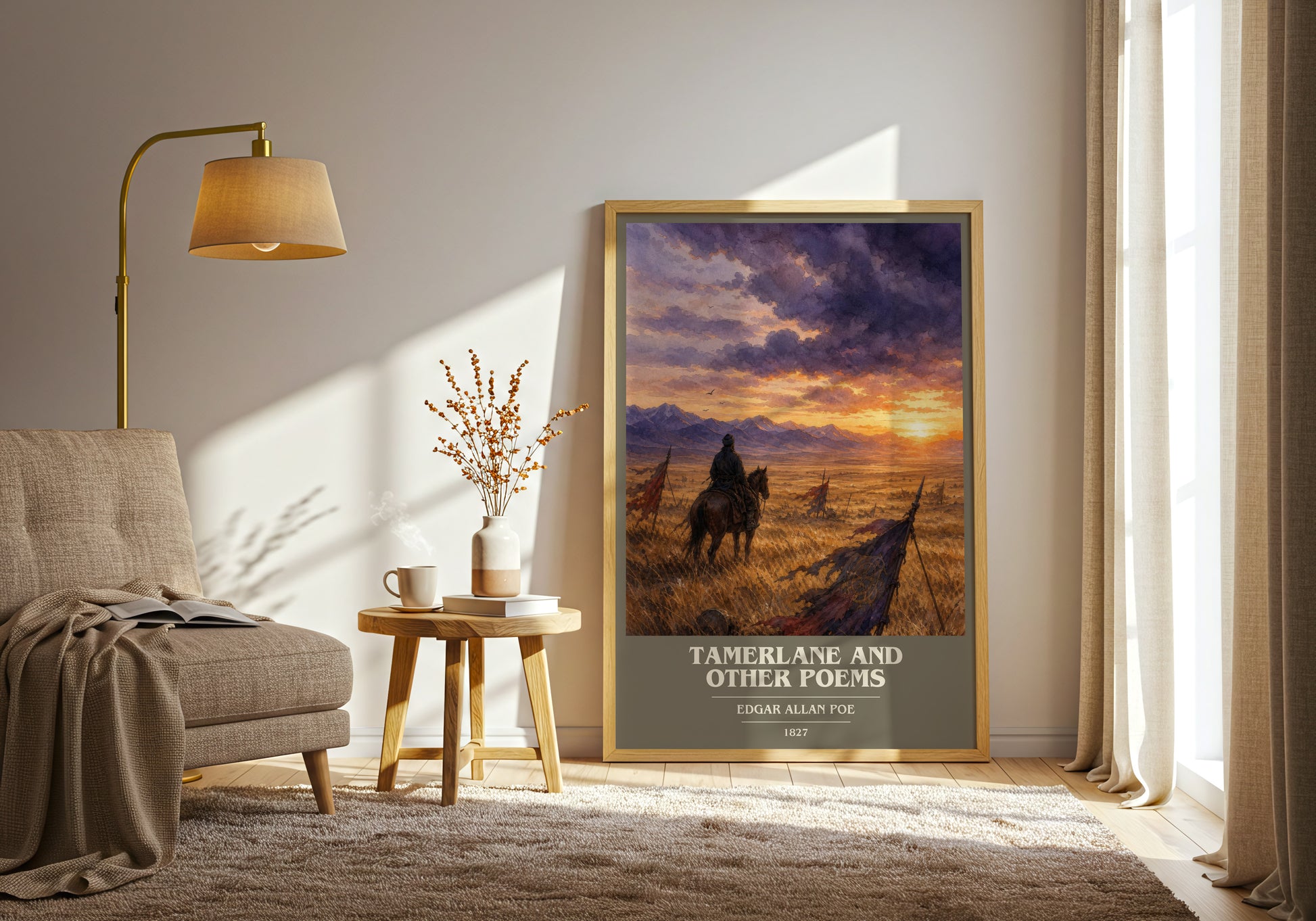 Tamerlane And Other Poems book cover print on bookshelf – Edgar Allan Poe fan gift