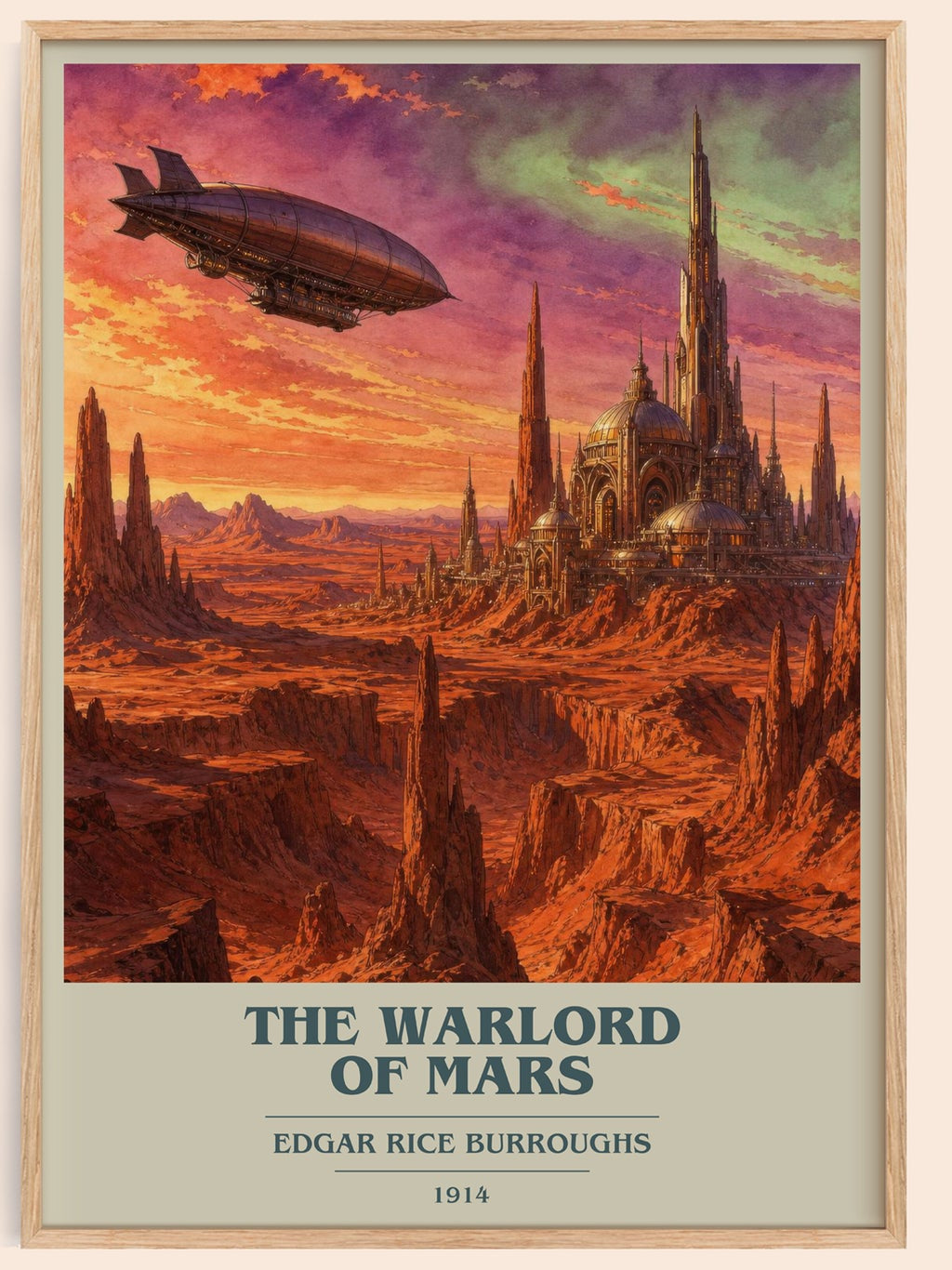 The Warlord Of Mars book cover book poster by Edgar Rice Burroughs – framed literary art print