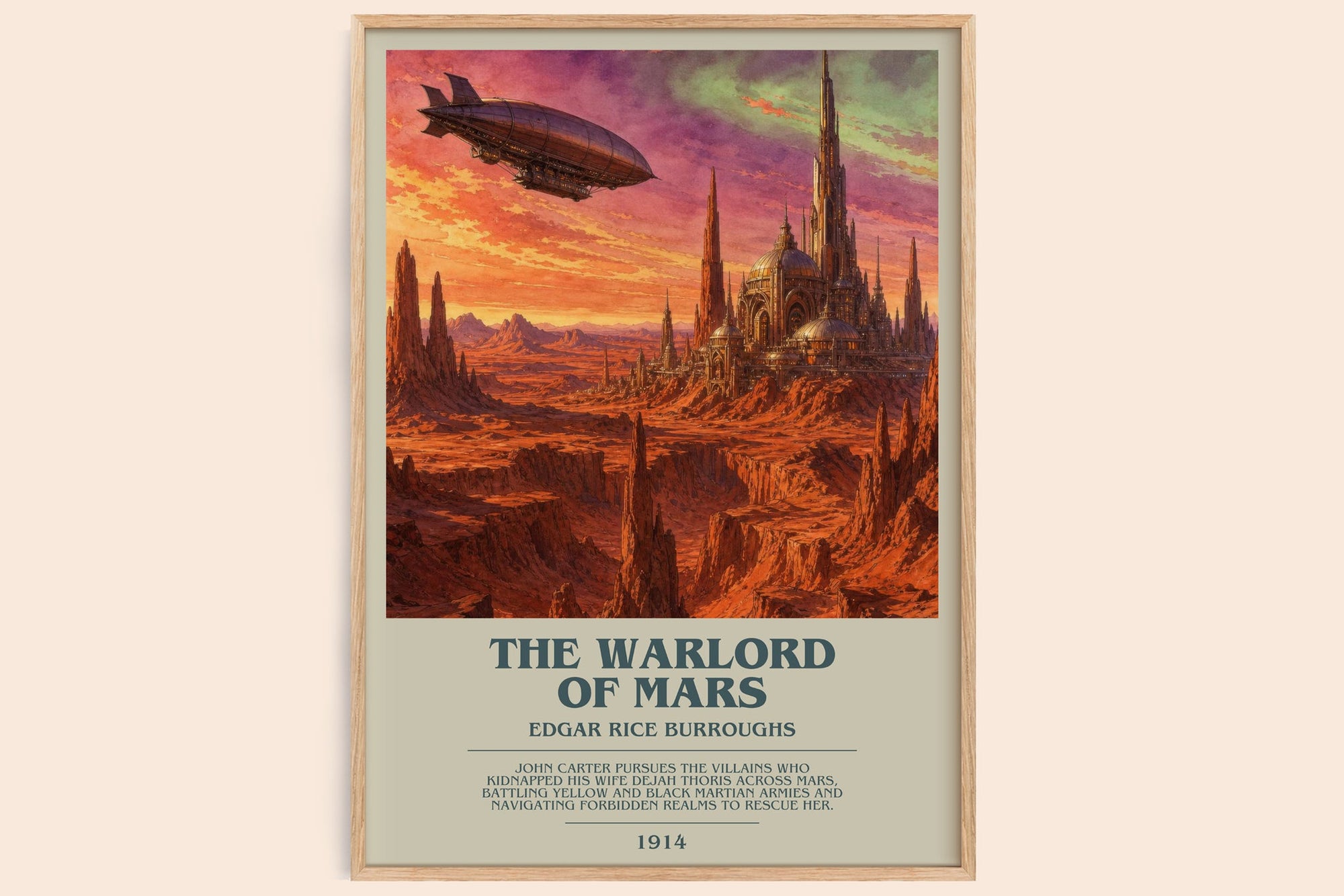 The Warlord Of Mars bookish book poster by Edgar Rice Burroughs – framed literary art print