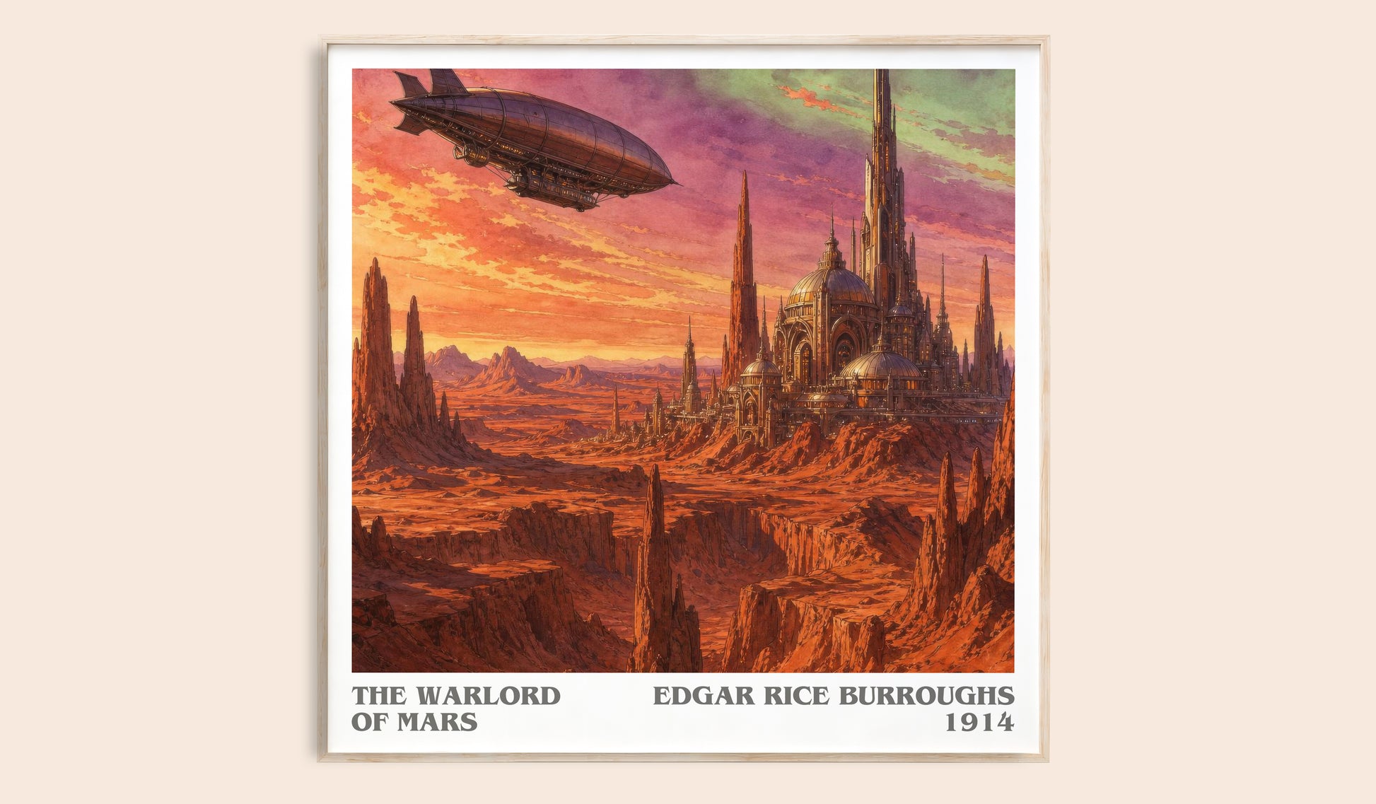 The Warlord Of Mars literary book poster by Edgar Rice Burroughs – framed literary art print