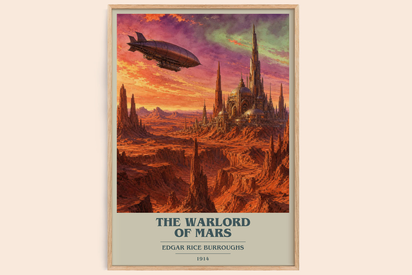 The Warlord Of Mars book cover book poster by Edgar Rice Burroughs – framed literary art print
