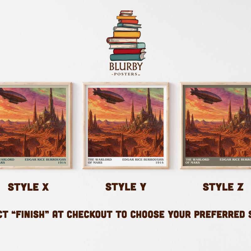 The Warlord Of Mars literary print in frame leaning in hallway – sci fi wall art