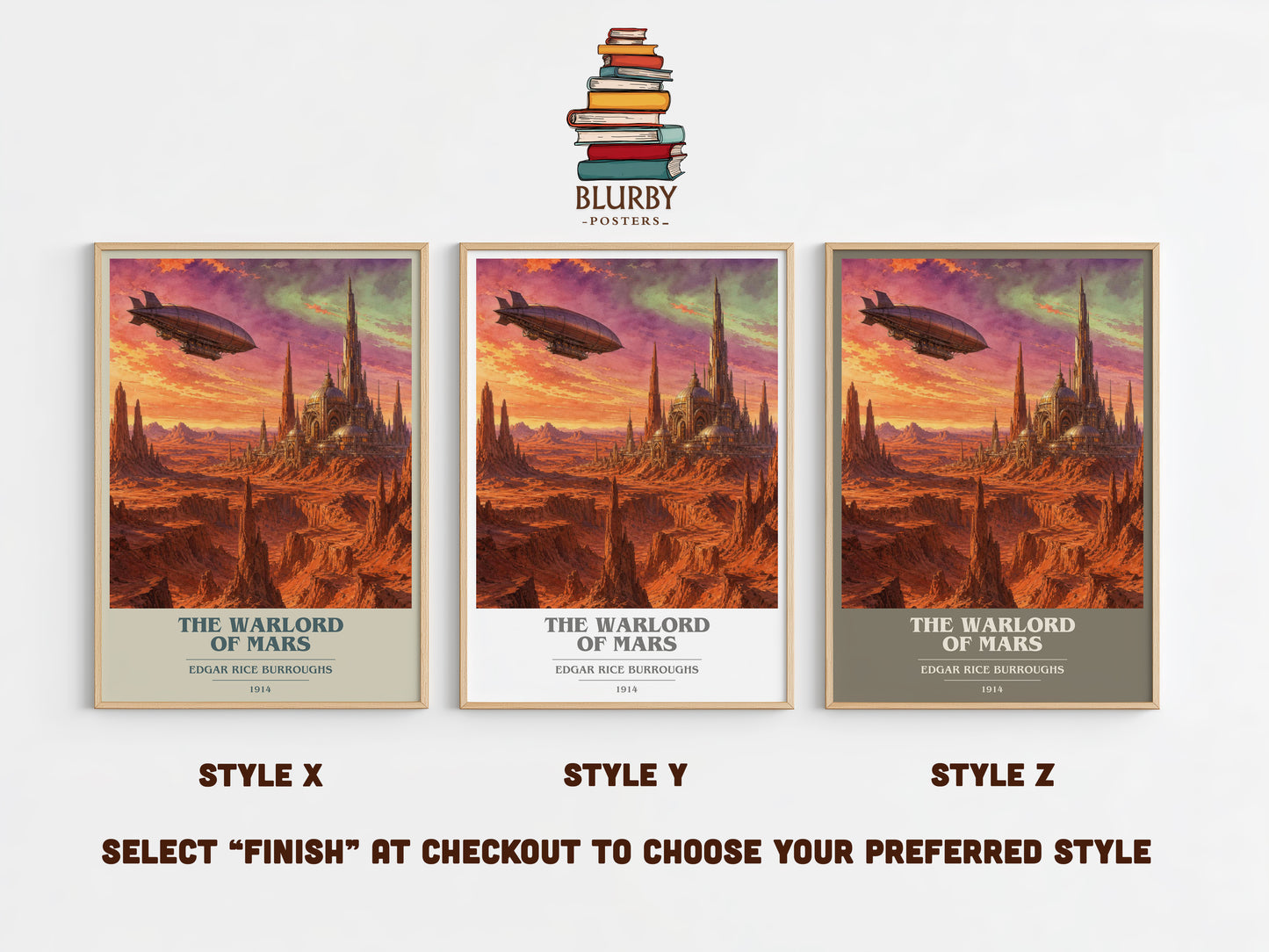The Warlord Of Mars book cover print in frame leaning in hallway – sci fi wall art
