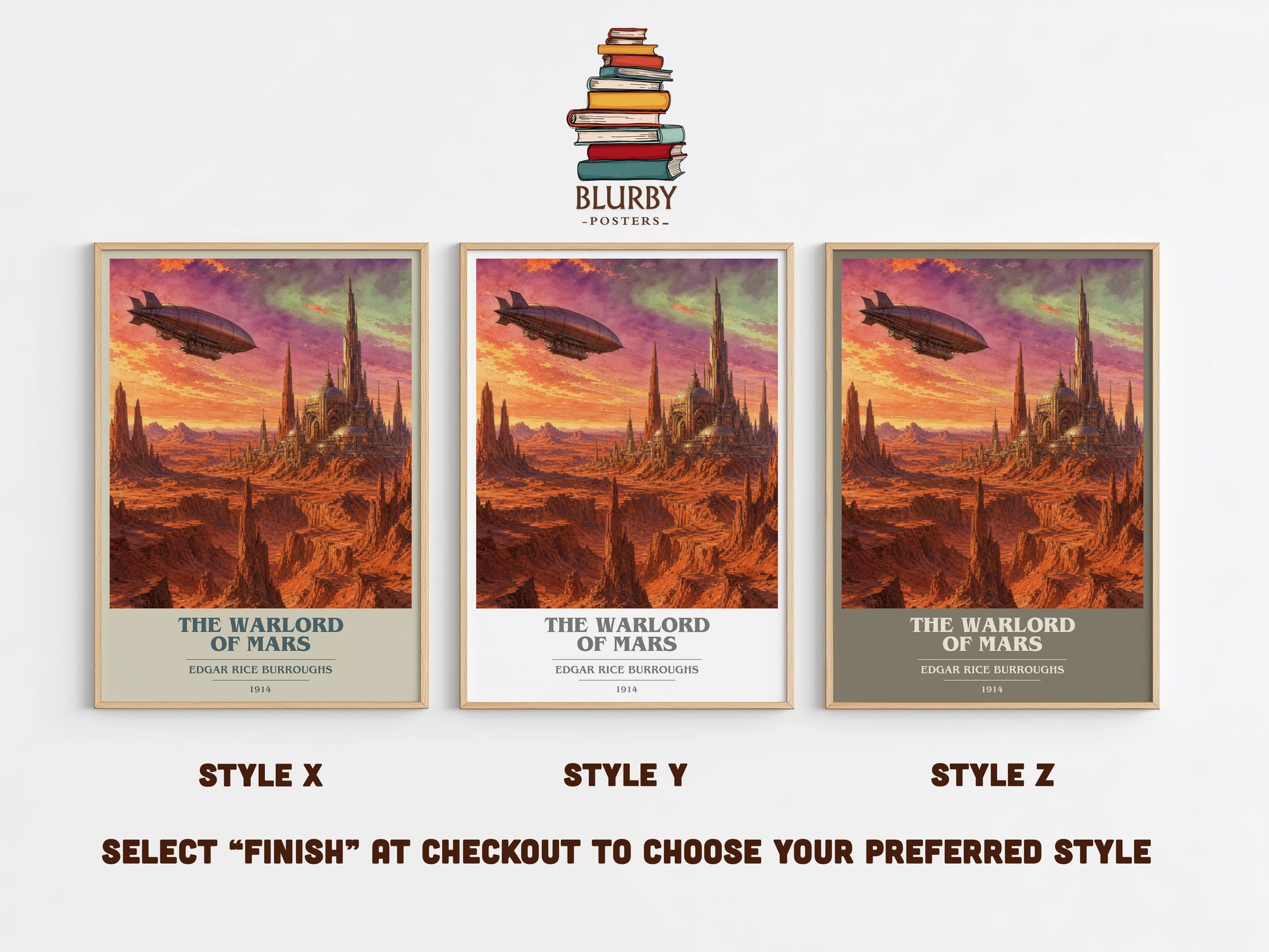 The Warlord Of Mars book cover print in frame leaning in hallway – sci fi wall art