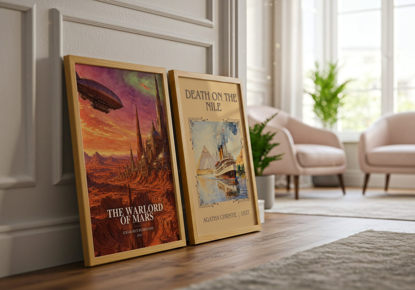 The Warlord Of Mars watercolour print framed by window – literary home decor