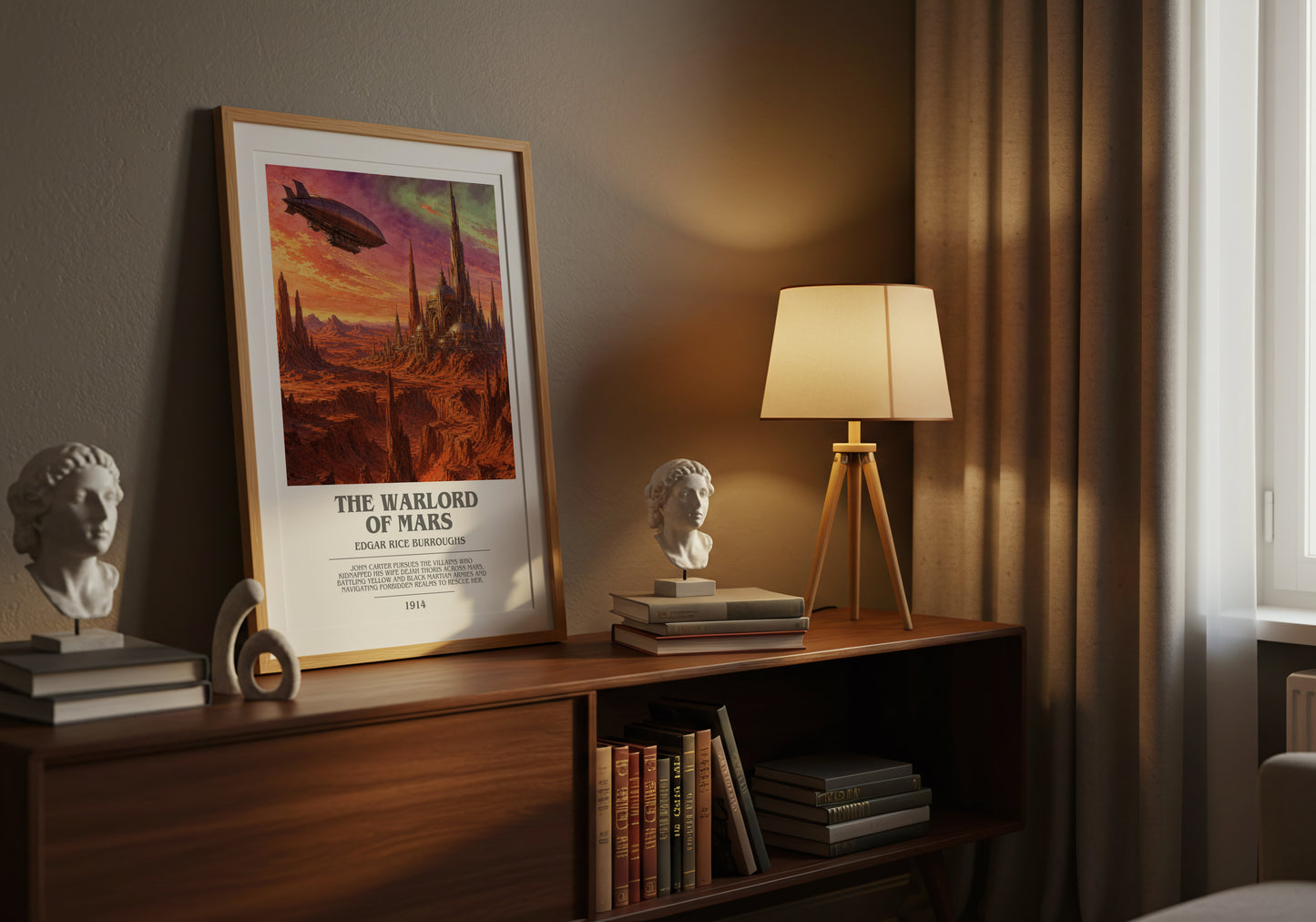 The Warlord Of Mars bookish book poster framed on wall – sci fi wall art