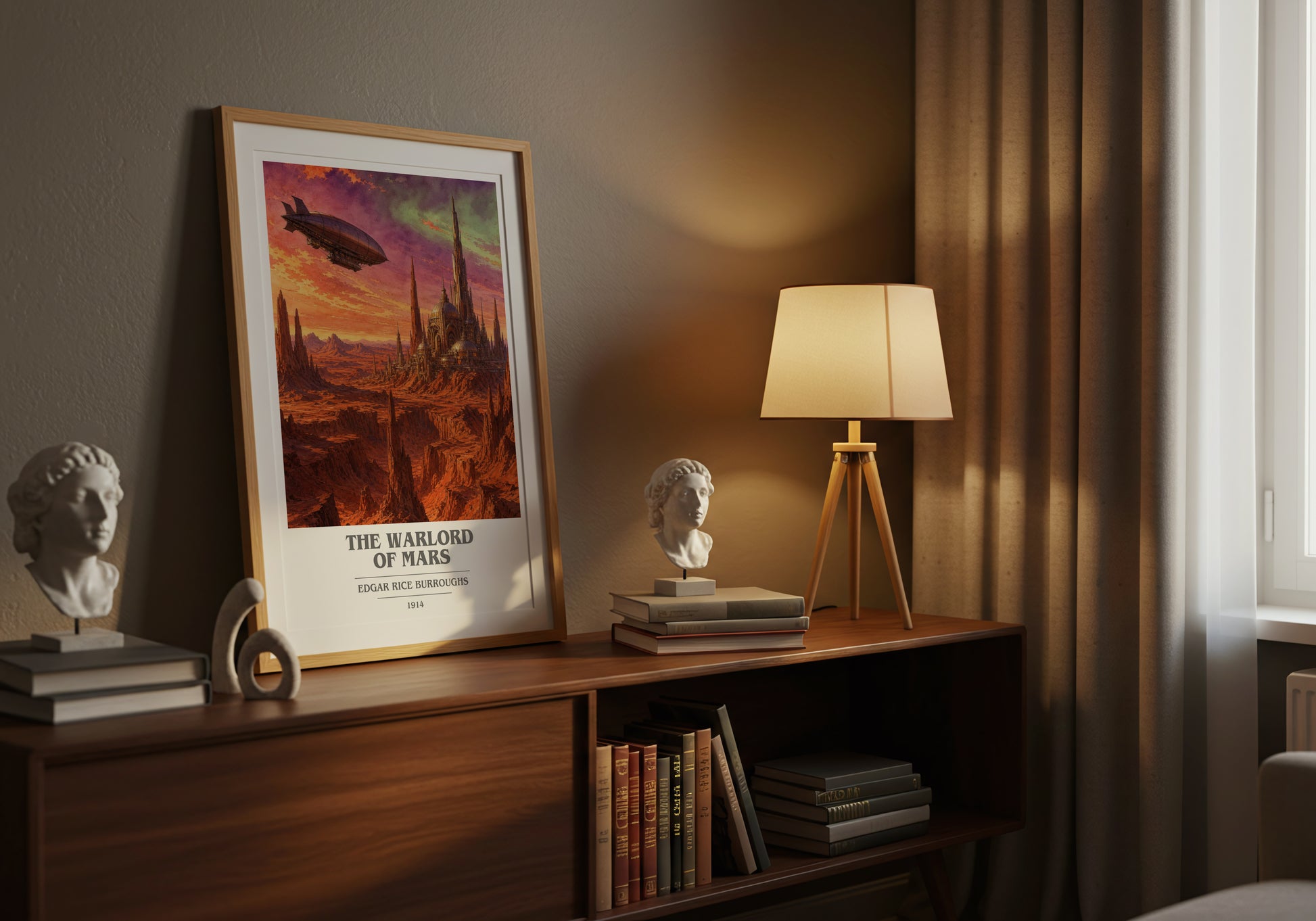 The Warlord Of Mars book cover book poster framed on wall – sci fi wall art