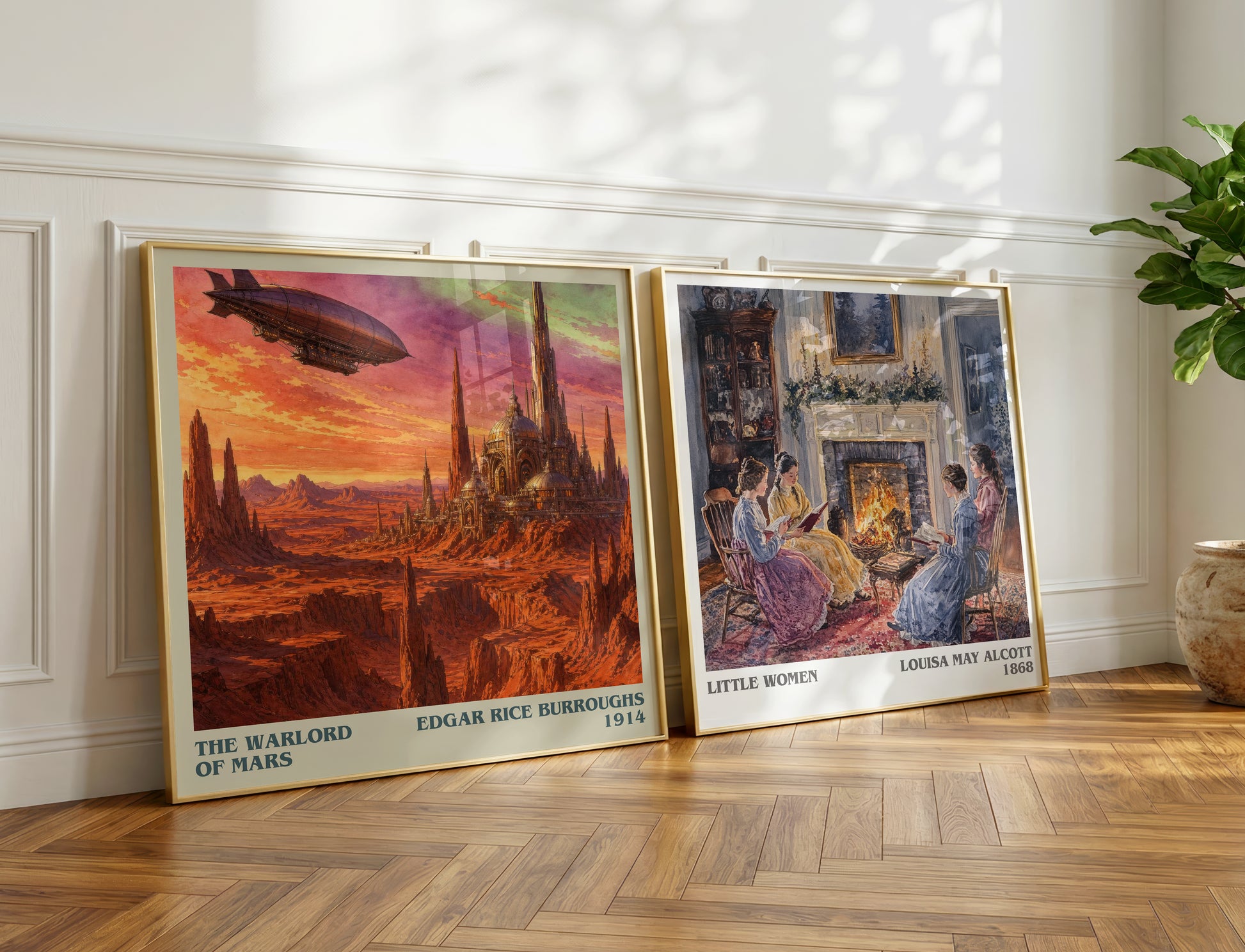 The Warlord Of Mars literary print on bookshelf – Edgar Rice Burroughs fan gift