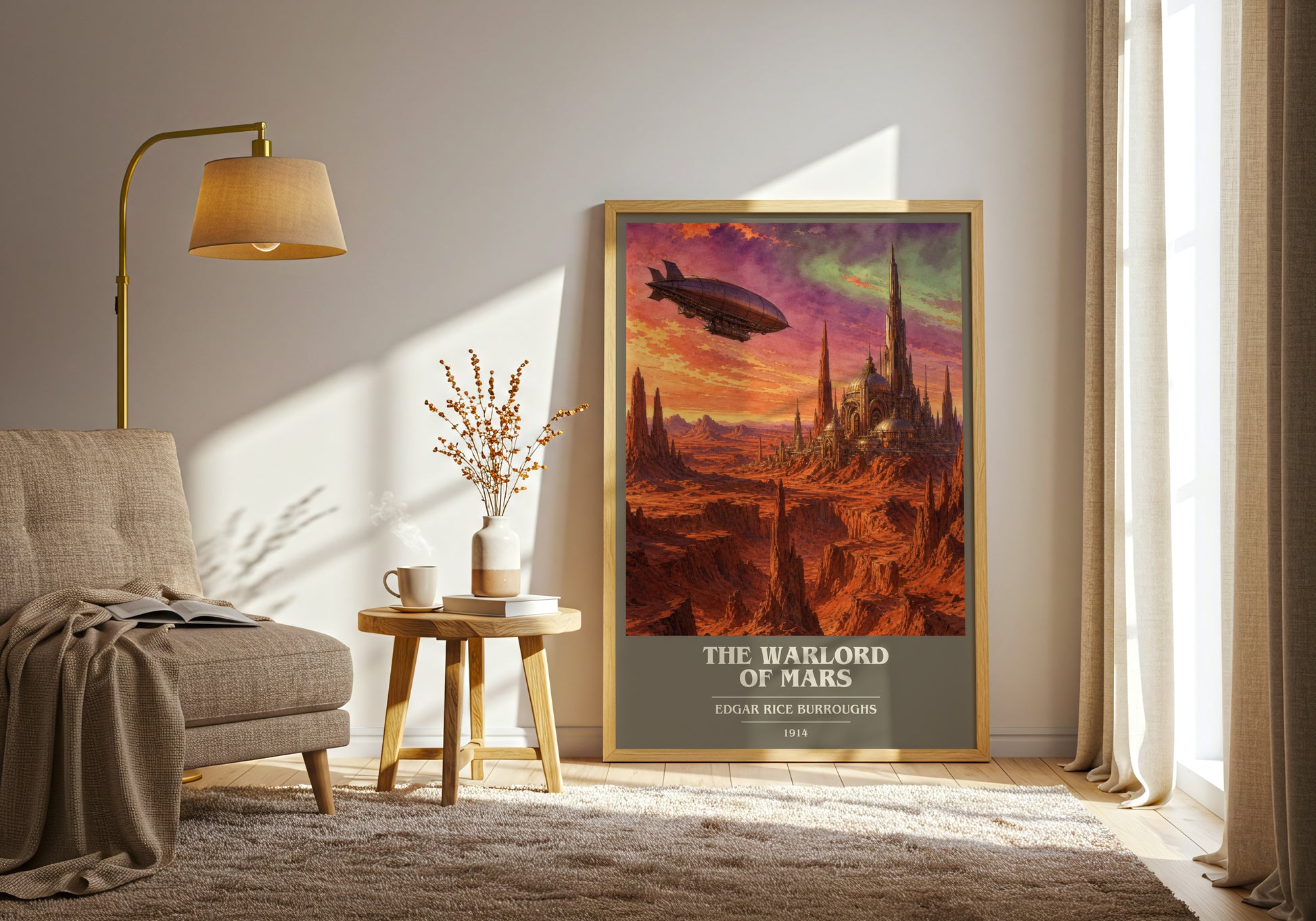 The Warlord Of Mars book cover print on bookshelf – Edgar Rice Burroughs fan gift