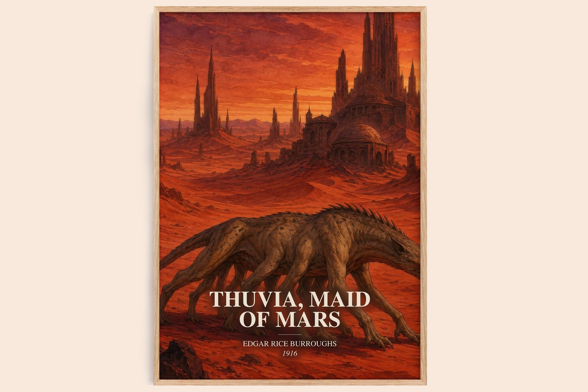Thuvia, Maid Of Mars watercolour book poster by Edgar Rice Burroughs – framed literary art print