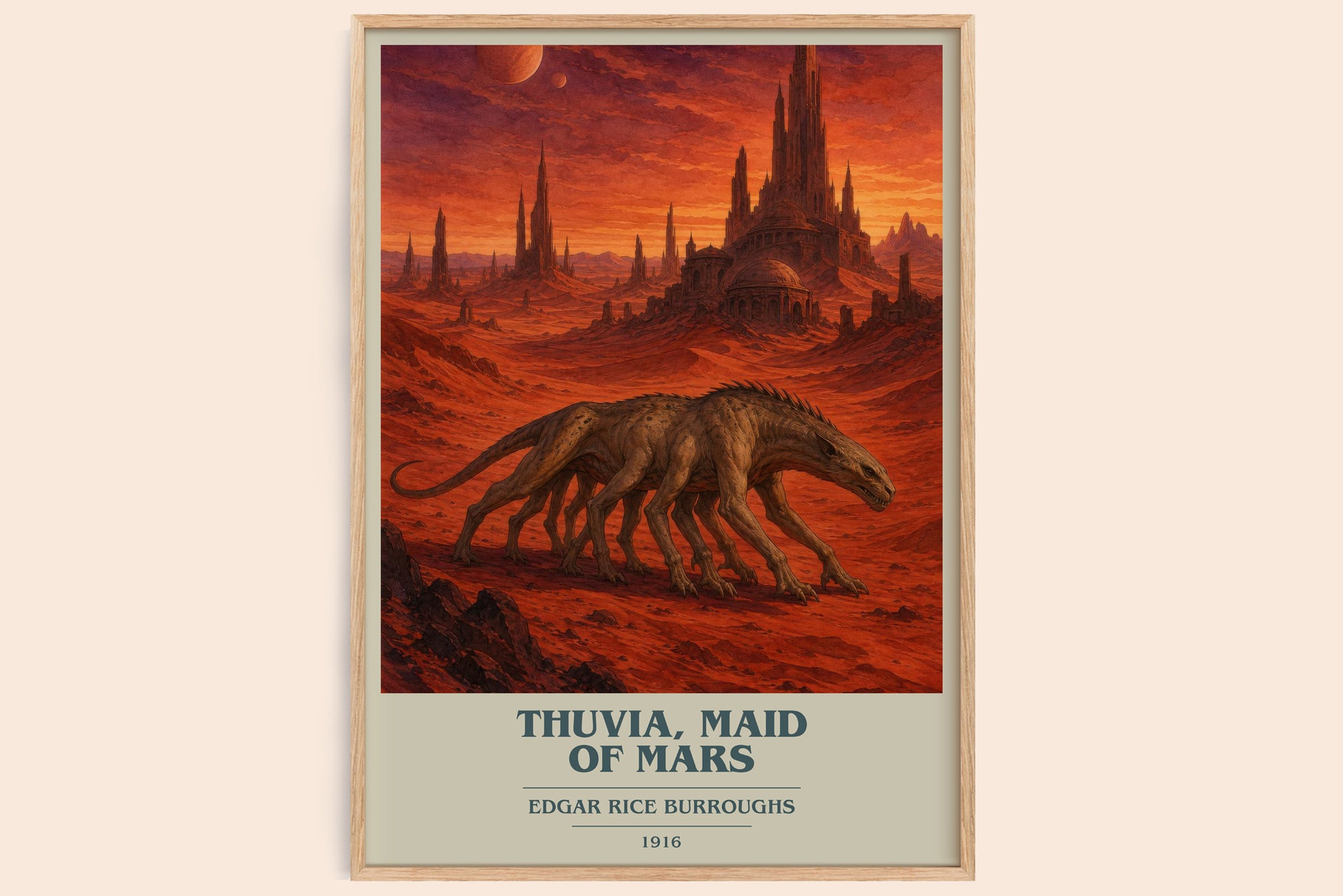Thuvia, Maid Of Mars book cover book poster by Edgar Rice Burroughs – framed literary art print