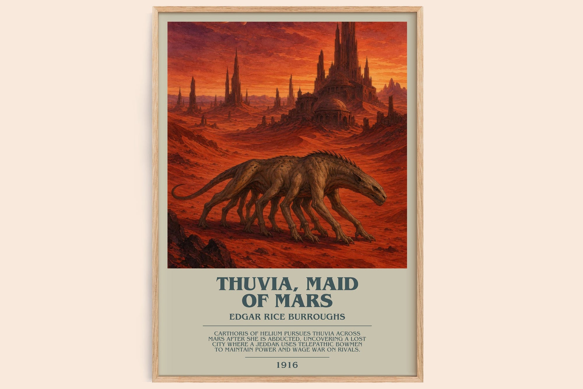 Thuvia, Maid Of Mars bookish book poster by Edgar Rice Burroughs – framed literary art print