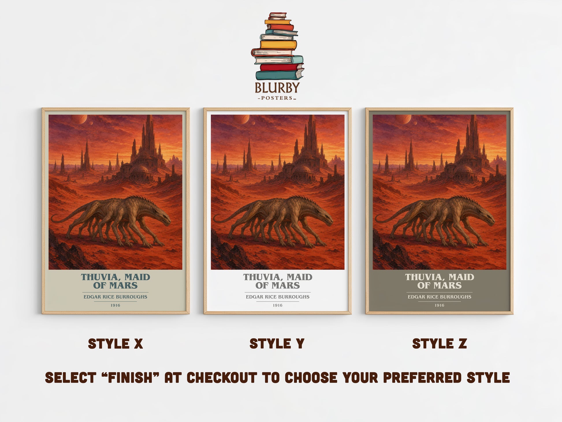 Thuvia, Maid Of Mars book cover print in frame leaning in hallway – sci fi wall art