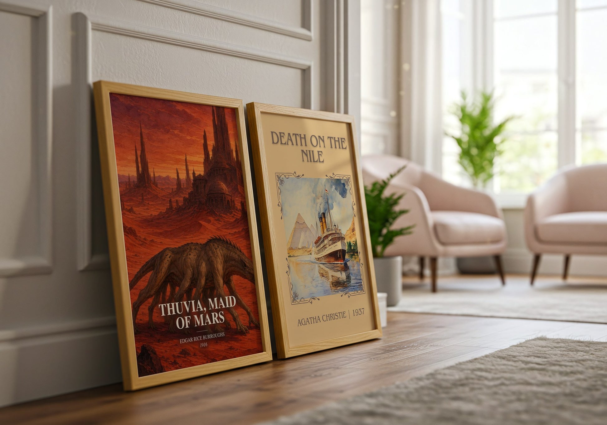 Thuvia, Maid Of Mars watercolour print framed by window – literary home decor