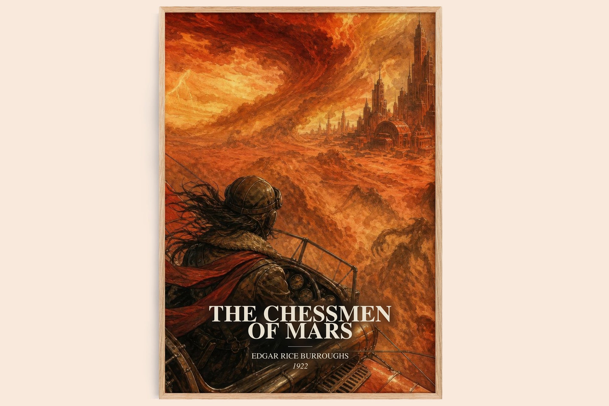 The Chessmen Of Mars watercolour book poster by Edgar Rice Burroughs – framed literary art print