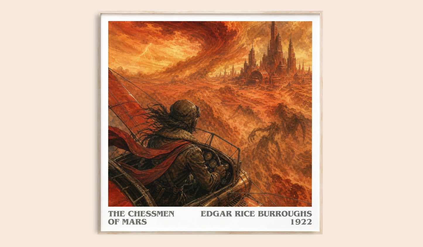 The Chessmen Of Mars literary book poster by Edgar Rice Burroughs – framed literary art print