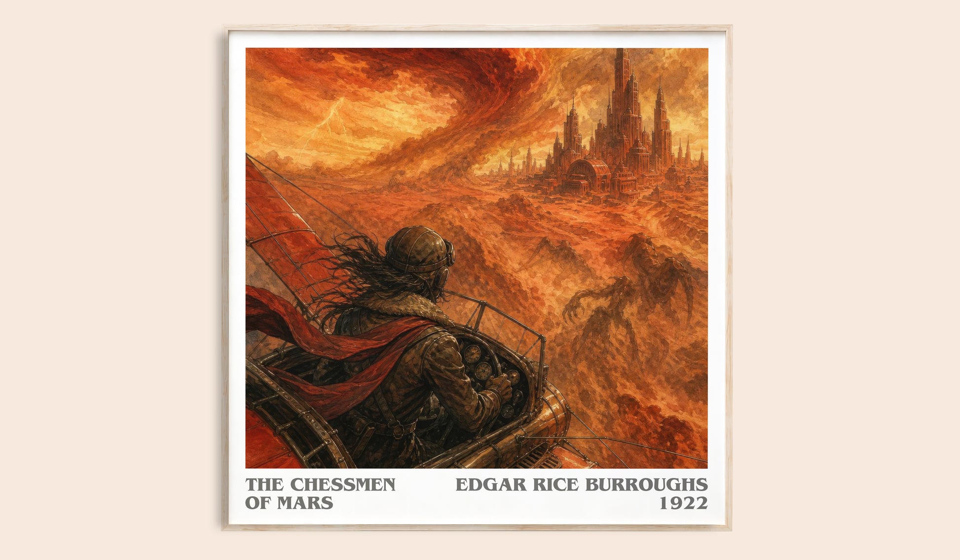 The Chessmen Of Mars literary book poster by Edgar Rice Burroughs – framed literary art print