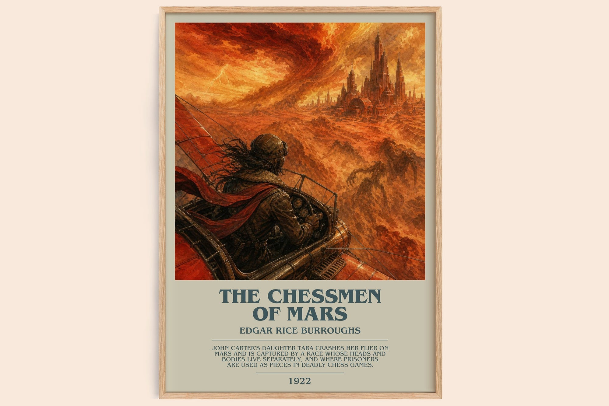 The Chessmen Of Mars bookish book poster by Edgar Rice Burroughs – framed literary art print