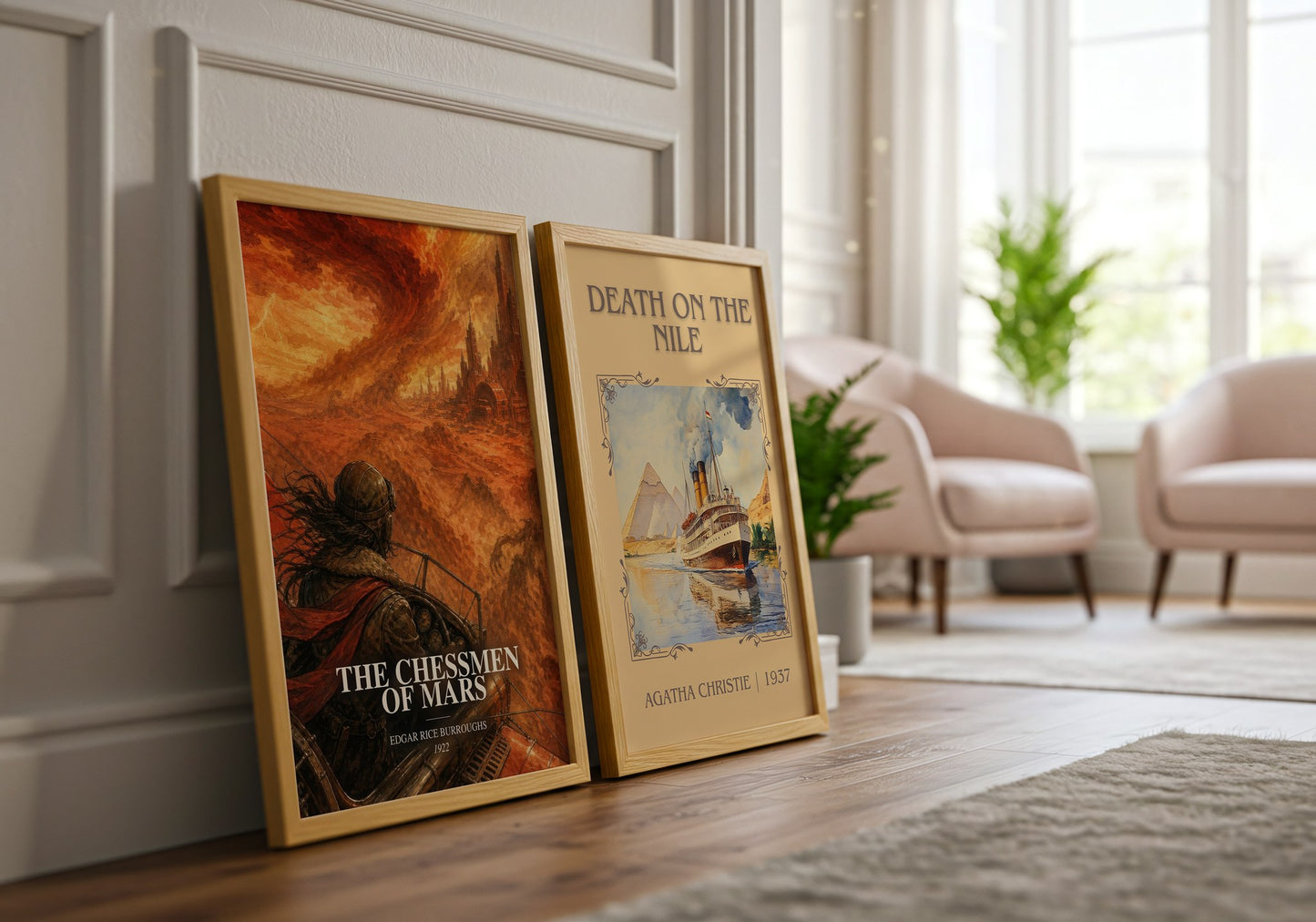 The Chessmen Of Mars watercolour print framed by window – literary home decor