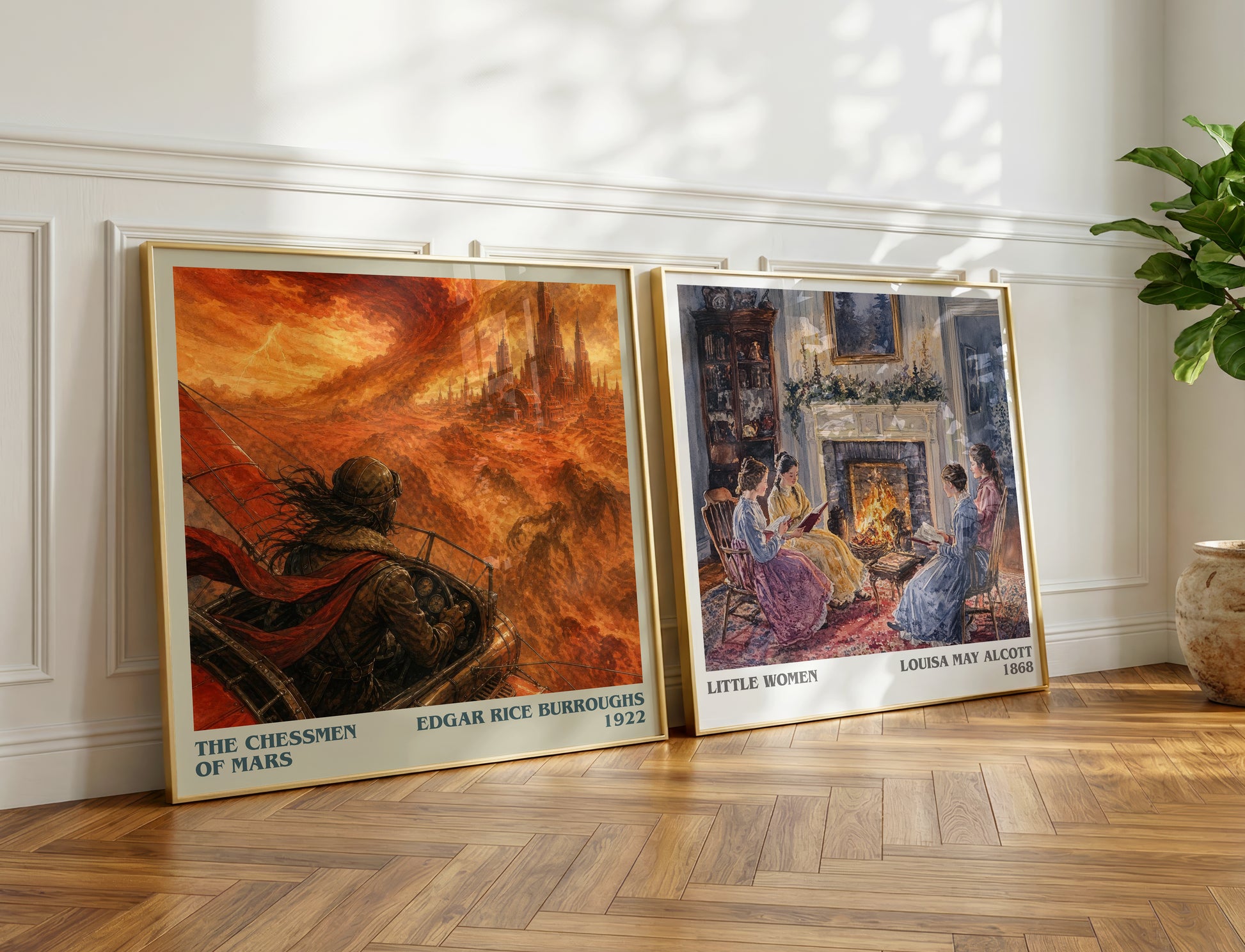 The Chessmen Of Mars literary print on bookshelf – Edgar Rice Burroughs fan gift