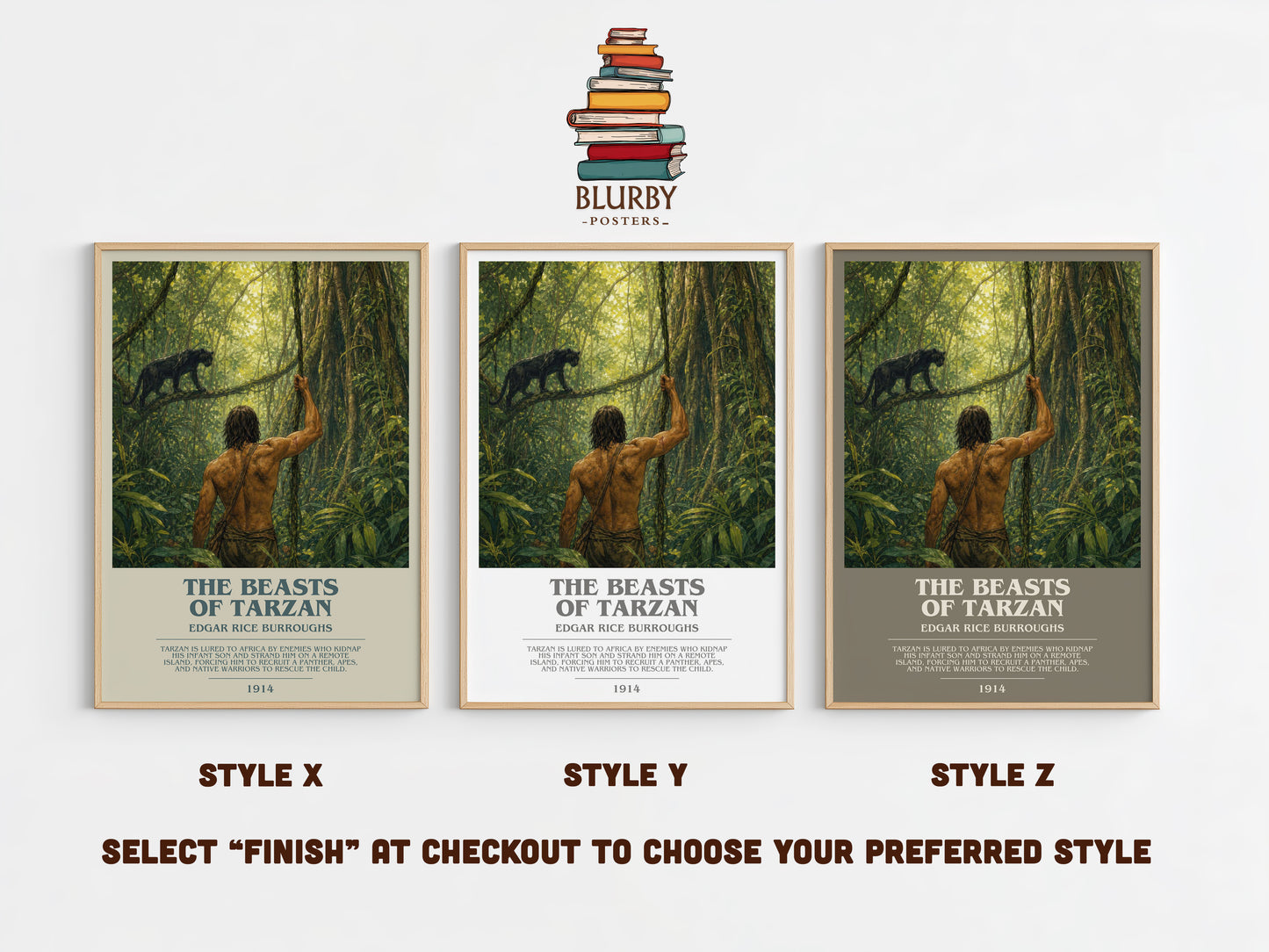 The Beasts Of Tarzan bookish print in frame leaning in hallway – adventure wall art