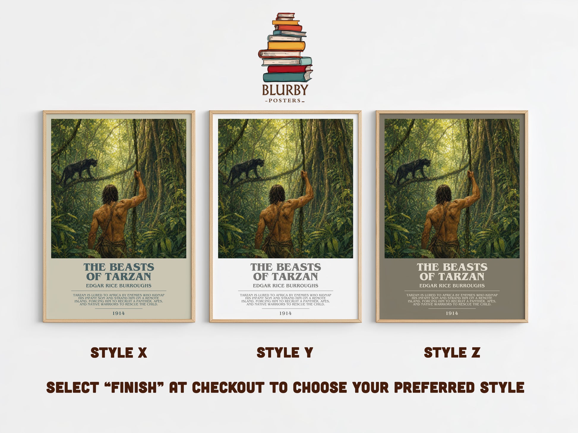 The Beasts Of Tarzan bookish print in frame leaning in hallway – adventure wall art