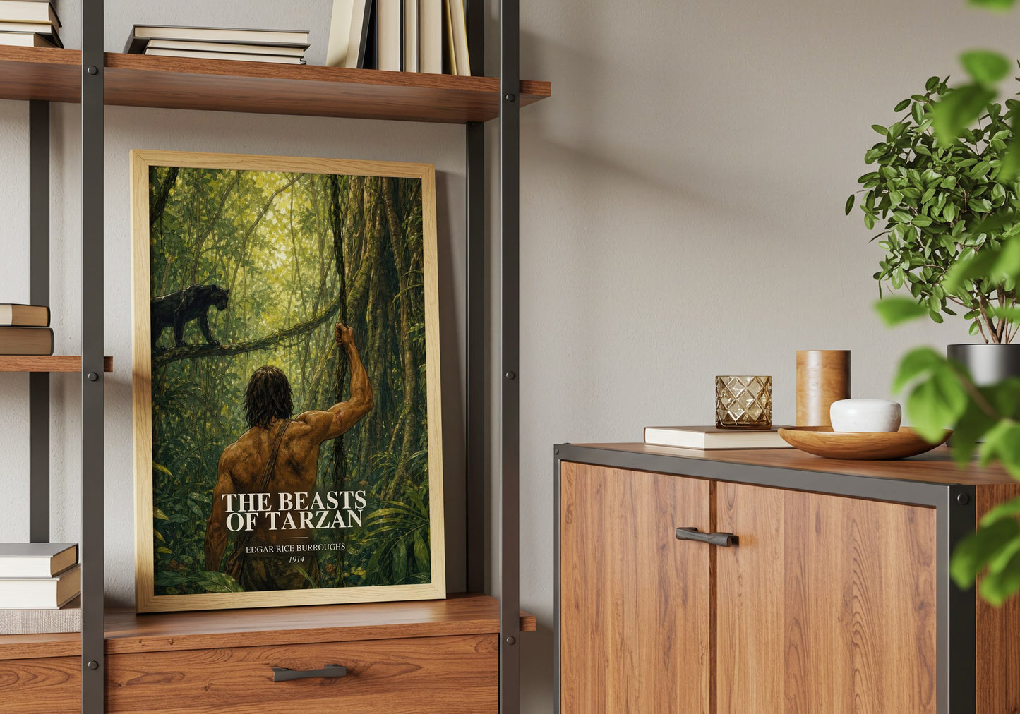 The Beasts Of Tarzan book watercolour illustration paper finish options – matte satin gloss