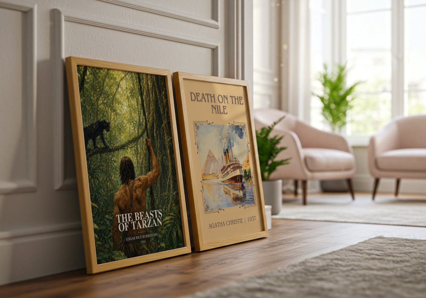 The Beasts Of Tarzan watercolour print framed by window – literary home decor