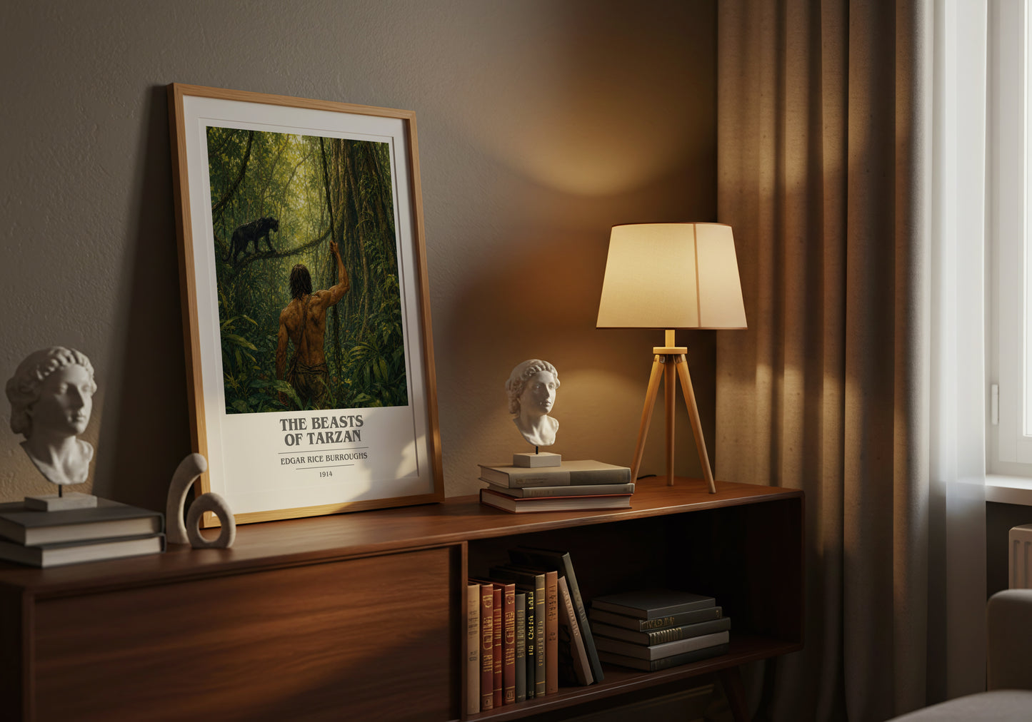The Beasts Of Tarzan book cover book poster framed on wall – adventure wall art