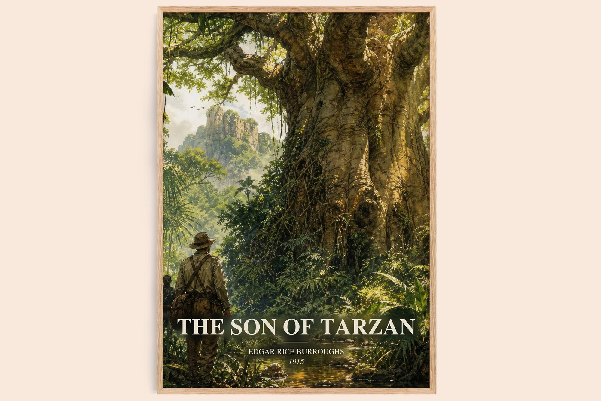 The Son Of Tarzan watercolour book poster by Edgar Rice Burroughs – framed literary art print