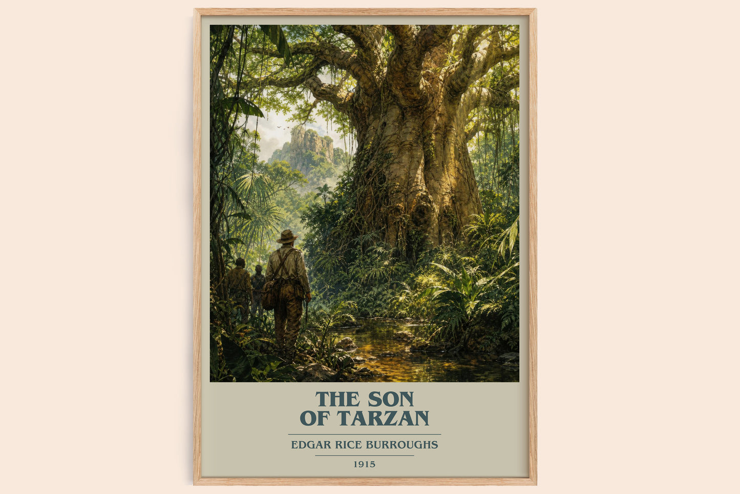 The Son Of Tarzan book cover book poster by Edgar Rice Burroughs – framed literary art print