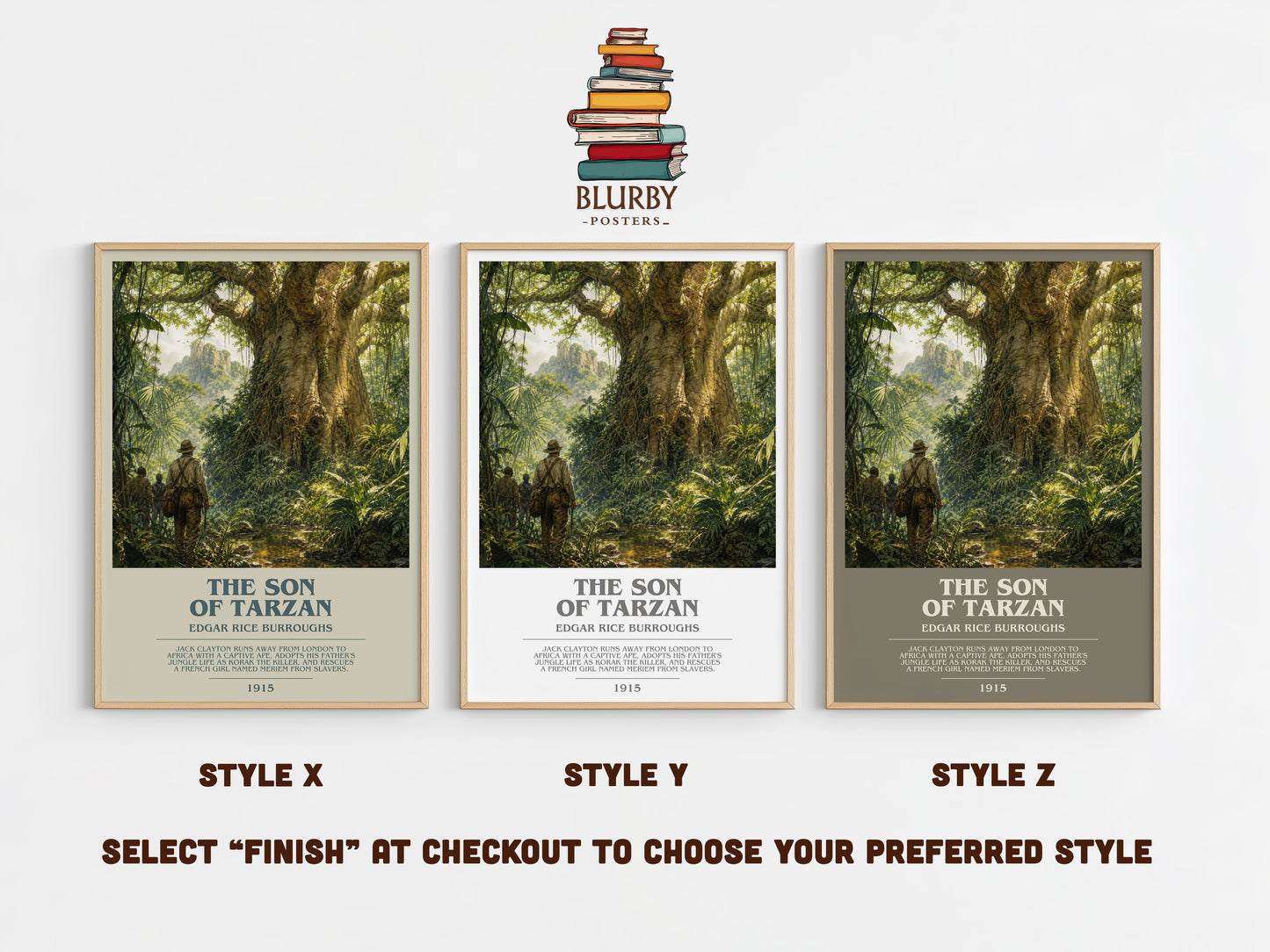 The Son Of Tarzan bookish print in frame leaning in hallway – adventure wall art