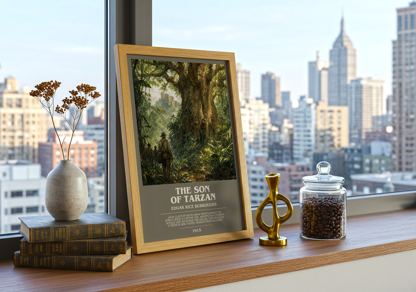 The Son Of Tarzan bookish print framed by window – literary home decor
