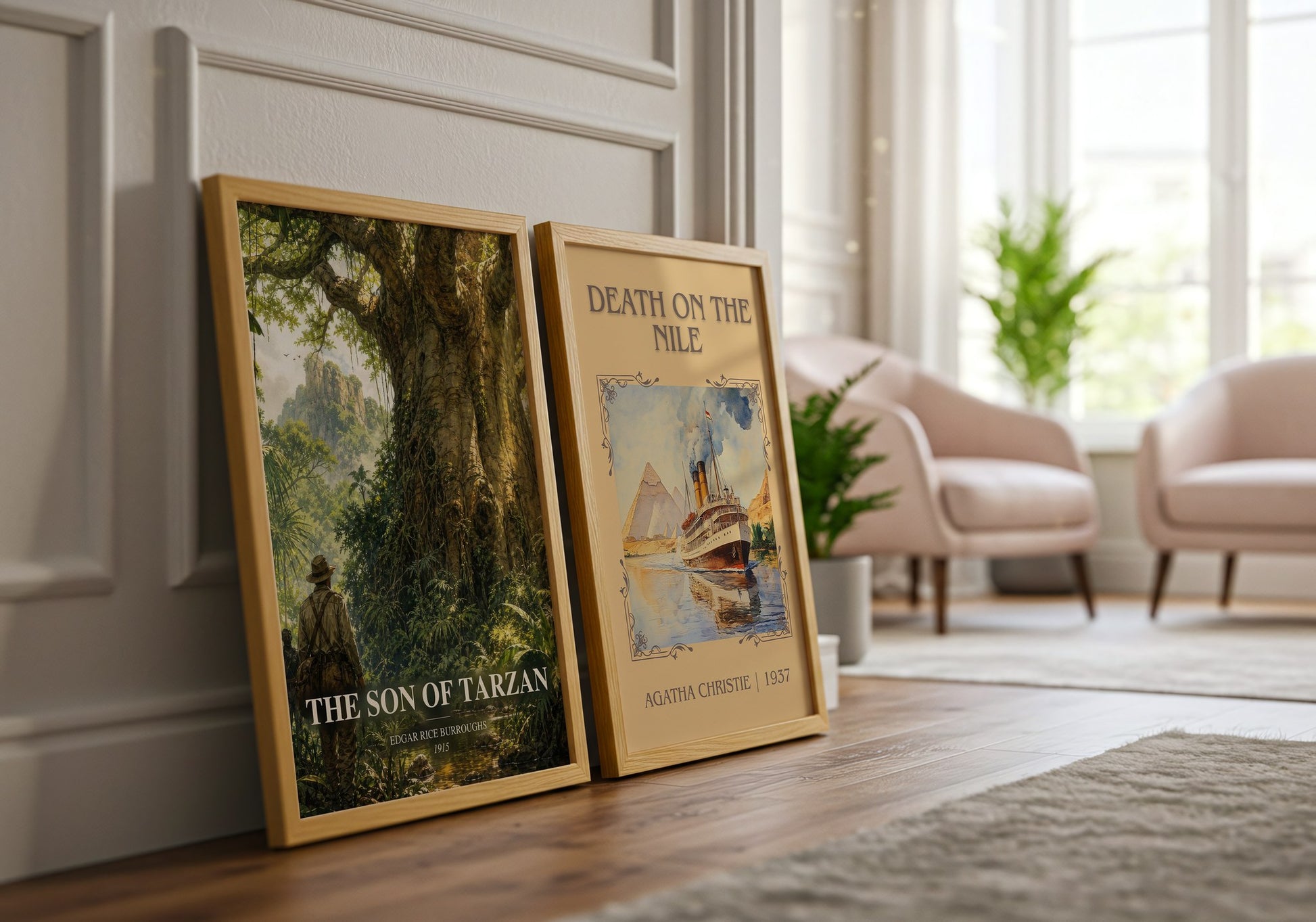 The Son Of Tarzan watercolour print framed by window – literary home decor